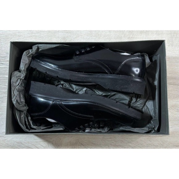 NWB AllSaints Mens 9M Black Mersey Shoe Leather Drawstring, MINOR SPOT SEE PIC - Picture 7 of 11